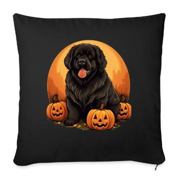 Newfoundland Dog Pumpkin Lazy Halloween Party - Sofa pillowcase 17,3'' x 17,3'' (45 x 45 cm) - black - Front