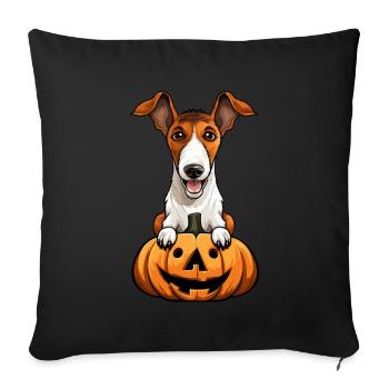 Fox Terrier Dog Pumpkin Lazy Halloween Party - Sofakissenbezug 45 x 45 cm - Schwarz - Vorne