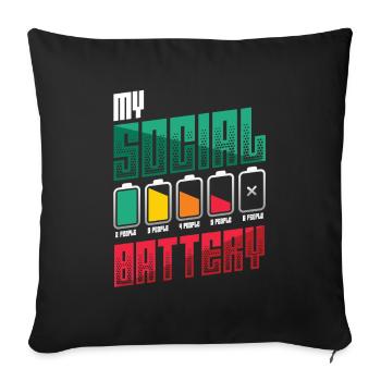 Meine Sozialbatterie - Asozialer Introvertierter - Sofakissenbezug 45 x 45 cm - Schwarz - Vorne