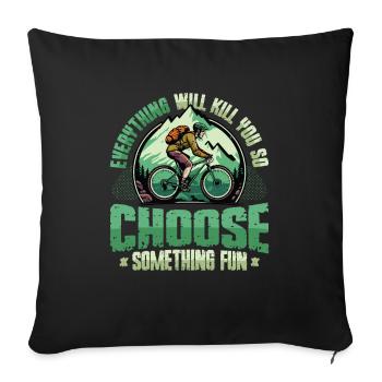 Course de descente, VTT, BMX - Housse de coussin décorative 45 x 45 cm - noir - Devant