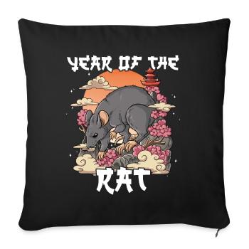 Year of the Rat Lunar New Year Chinese - Sofa pillowcase 17,3'' x 17,3'' (45 x 45 cm) - black - Front