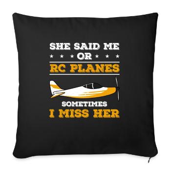 RC Avion RC Avion - Housse de coussin décorative 45 x 45 cm - noir - Devant