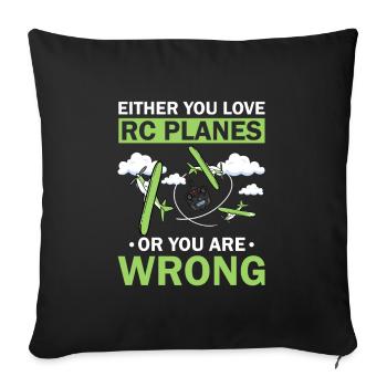 RC Avion RC Avion - Housse de coussin décorative 45 x 45 cm - noir - Devant