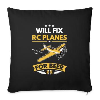 RC Airplane RC Airplane - Sofa pillowcase 17,3'' x 17,3'' (45 x 45 cm) - black - Front
