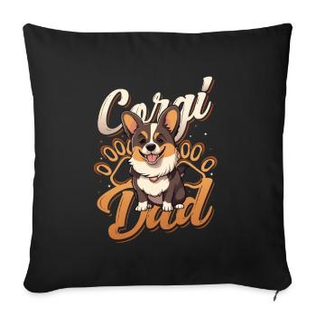 Corgi Daddy, Mignon Corgi Daddy - Housse de coussin décorative 45 x 45 cm - noir - Devant