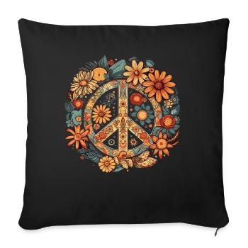Costume Hippie Signe de la Paix - Housse de coussin décorative 45 x 45 cm - noir - Devant