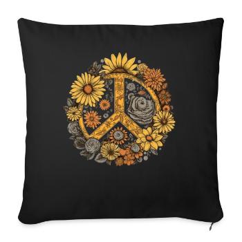 Costume Hippie Signe de la Paix - Housse de coussin décorative 45 x 45 cm - noir - Devant