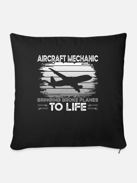 Flugzeugmechaniker Spruch - Sofakissenbezug 45 x 45 cm - Schwarz