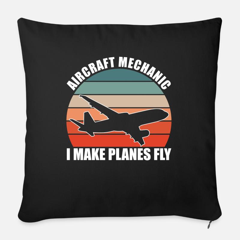 Flugzeugmechaniker Spruch - Sofakissenbezug 45 x 45 cm - Schwarz