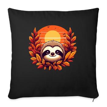 Paresseux d’automne au feuillage coloré: un joli et - Housse de coussin décorative 45 x 45 cm - noir - Devant