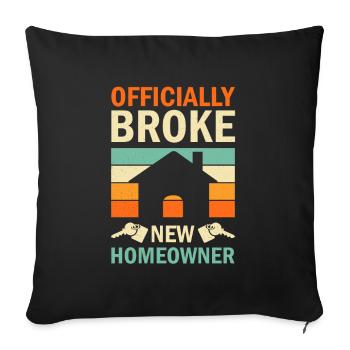 Nouveau propriétaire Propriétaire d’une maison Propriétaire d’une maison - Housse de coussin décorative 45 x 45 cm - noir - Devant