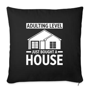 Nouveau propriétaire Propriétaire d’une maison Propriétaire d’une maison - Housse de coussin décorative 45 x 45 cm - noir - Devant