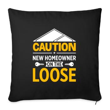 Nouveau propriétaire Propriétaire d’une maison Propriétaire d’une maison - Housse de coussin décorative 45 x 45 cm - noir - Devant