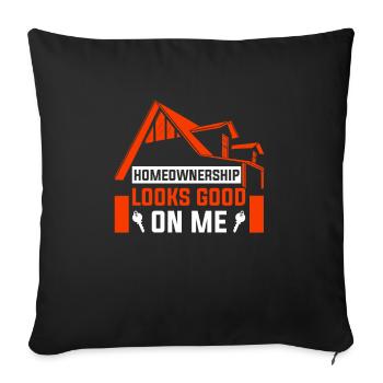 Nouveau propriétaire Propriétaire d’une maison Propriétaire d’une maison - Housse de coussin décorative 45 x 45 cm - noir - Devant