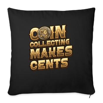 Pièce de collection de pièces de monnaie Power Cents Numismatique - Housse de coussin décorative 45 x 45 cm - noir - Devant