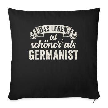 Lustige Germanist Sprache Literatur Grammatik - Sofakissenbezug 45 x 45 cm - Schwarz - Vorne