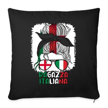 Ragazza italiana Moitié Anglaise Moitié Italienne Fille - Housse de coussin décorative 45 x 45 cm - noir - Devant
