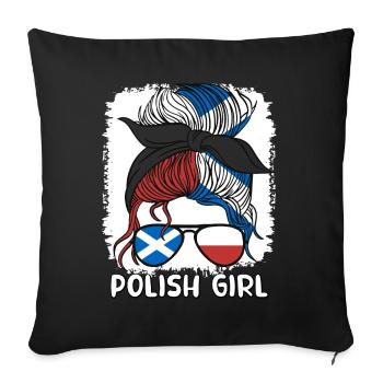 Moitié Ecossais Moitié Polonais Pologne Ecosse - Housse de coussin décorative 45 x 45 cm - noir - Devant