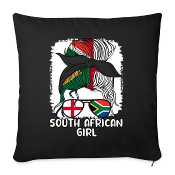 Moitié Anglais Moitié Sud-Africain Fille Afrique du Sud - Housse de coussin décorative 45 x 45 cm - noir - Devant