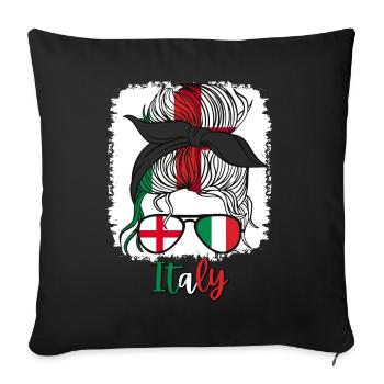 Italie Italie Moitié Anglaise Moitié Italienne Fille - Housse de coussin décorative 45 x 45 cm - noir - Devant