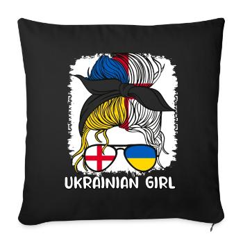 Moitié Anglais Moitié Ukrainien Fille Ukraine Angleterre - Housse de coussin décorative 45 x 45 cm - noir - Devant