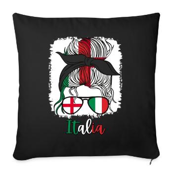 Italia Moitié Anglaise Moitié Italienne Fille Italie - Housse de coussin décorative 45 x 45 cm - noir - Devant