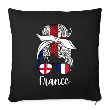 France Moitié Anglais Moitié Français Fille Angleterre Drapeau - Housse de coussin décorative 45 x 45 cm - noir - Devant