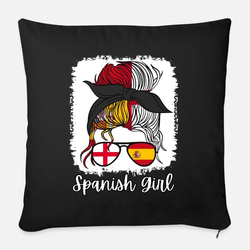España Halb Englisch Halb Spanisch Mädchen Spanien chica - Sofakissenbezug 45 x 45 cm - Schwarz