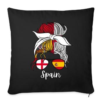 Espagne España Moitié Espagnole Moitié Anglaise Fille - Housse de coussin décorative 45 x 45 cm - noir - Devant