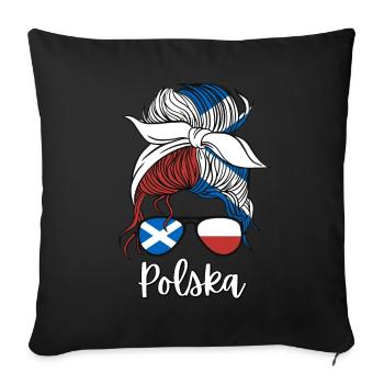 Polska Halb Schottin Halb Polnisch Polen - Sofakissenbezug 45 x 45 cm - Schwarz - Vorne
