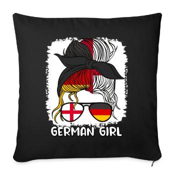 Moitié Anglais Moitié Allemand Fille Allemagne Mère - Housse de coussin décorative 45 x 45 cm - noir - Devant