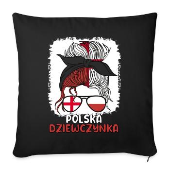 Pologne Moitié Anglais Moitié Polonais Fille Polska - Housse de coussin décorative 45 x 45 cm - noir - Devant
