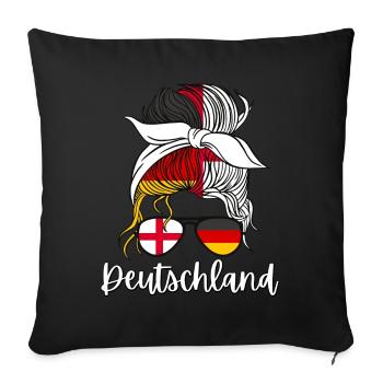 Deutschland Moitié Anglais Moitié Allemand Fille - Housse de coussin décorative 45 x 45 cm - noir - Devant
