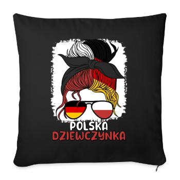 Polska dziewczyna Half German Polish Girl Poland - Sofa pillowcase 17,3'' x 17,3'' (45 x 45 cm) - black - Front