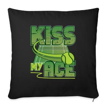 Tennis Lover, Kiss My Ass, Funny Tennis - Sofa pillowcase 17,3'' x 17,3'' (45 x 45 cm) - black - Front