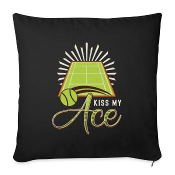 Tennis Lover, Kiss My Ass, Funny Tennis - Sofa pillowcase 17,3'' x 17,3'' (45 x 45 cm) - black - Front