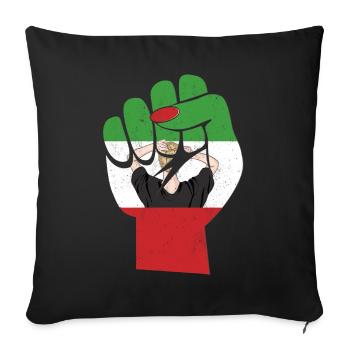 Neue iranische Flagge mit weiblicher Faustunterstützung für Mädchen - Sofakissenbezug 45 x 45 cm - Schwarz - Vorne