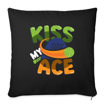 Amateurs de padel, Kiss My Ace, Padel tennis - Housse de coussin décorative 45 x 45 cm - noir - Devant