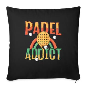 Accro au padel, Tennis de padel - Housse de coussin décorative 45 x 45 cm - noir - Devant