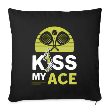 Amateurs de padel, Kiss My Ace, Padel tennis - Housse de coussin décorative 45 x 45 cm - noir - Devant