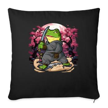 Grenouille samouraï - Housse de coussin décorative 45 x 45 cm - noir - Devant