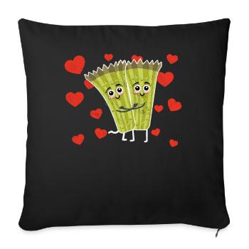Cute Asparagus Couple Hugging Asparagus Lovers - Sofa pillowcase 17,3'' x 17,3'' (45 x 45 cm) - black - Front