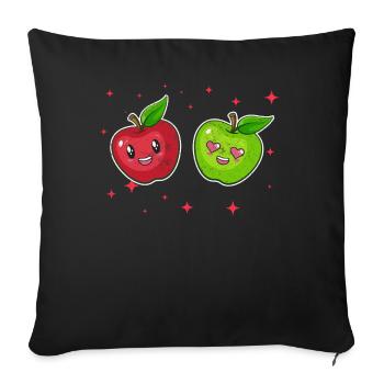 Cute Apple Couple Hugging Apple Fruits Lovers - Sofakissenbezug 45 x 45 cm - Schwarz - Vorne