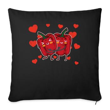 Cute Bell Pepper Couple Hugging Bell Pepper Lovers - Sofakissenbezug 45 x 45 cm - Schwarz - Vorne