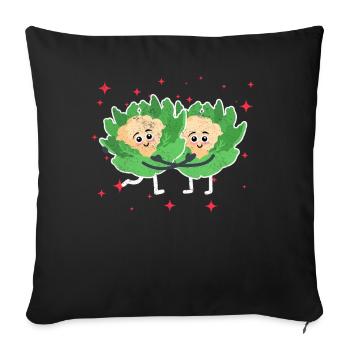 Cute Cauliflower Couple Hugging Cauliflower Lovers - Sofakissenbezug 45 x 45 cm - Schwarz - Vorne