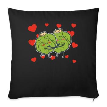 Brussels Sprout Couple Hugging Brussels Sprout - Sofa pillowcase 17,3'' x 17,3'' (45 x 45 cm) - black - Front