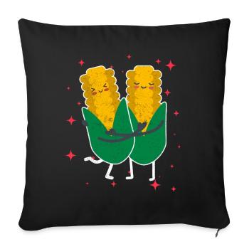 Cute Corn Couple Hugging Corn Fruits Lovers - Sofakissenbezug 45 x 45 cm - Schwarz - Vorne