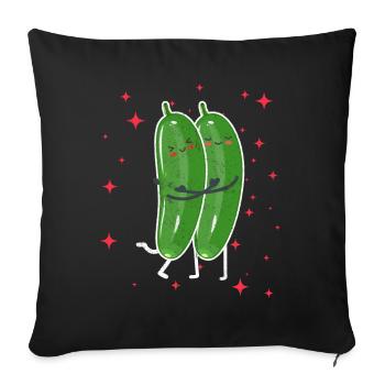Cute Cucumber Couple Hugging Cucumber Fruits - Sofakissenbezug 45 x 45 cm - Schwarz - Vorne
