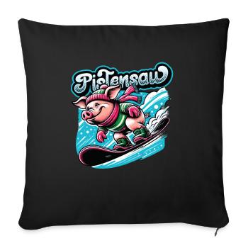 Snowborder Schwein Pistensau Après-ski - Sofakissenbezug 45 x 45 cm - Schwarz - Vorne