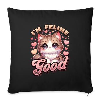Lustige Katzendame, Katzenmama - Sofakissenbezug 45 x 45 cm - Schwarz - Vorne